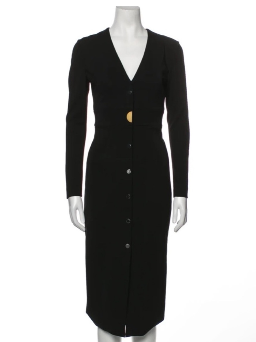 Cushnie Et Ochs Black Long-Sleeve Button Front Midi Dress